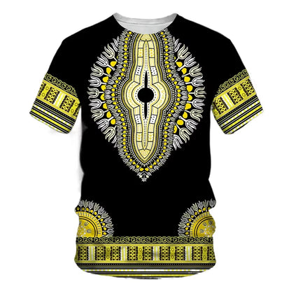 Summer New Men's African Ethnic Style Pattern 3D Print T-shirt Short Sleeve Tees Casual Harajuku Sports Oversized Unisex Tops