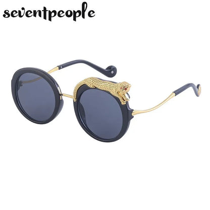 Oversized Round Sunglasses Women Big 2026 Luxury Brand Crystal Leopard-Shaped Sun Glasses for Ladies Anti Blue Light Eyeglasses