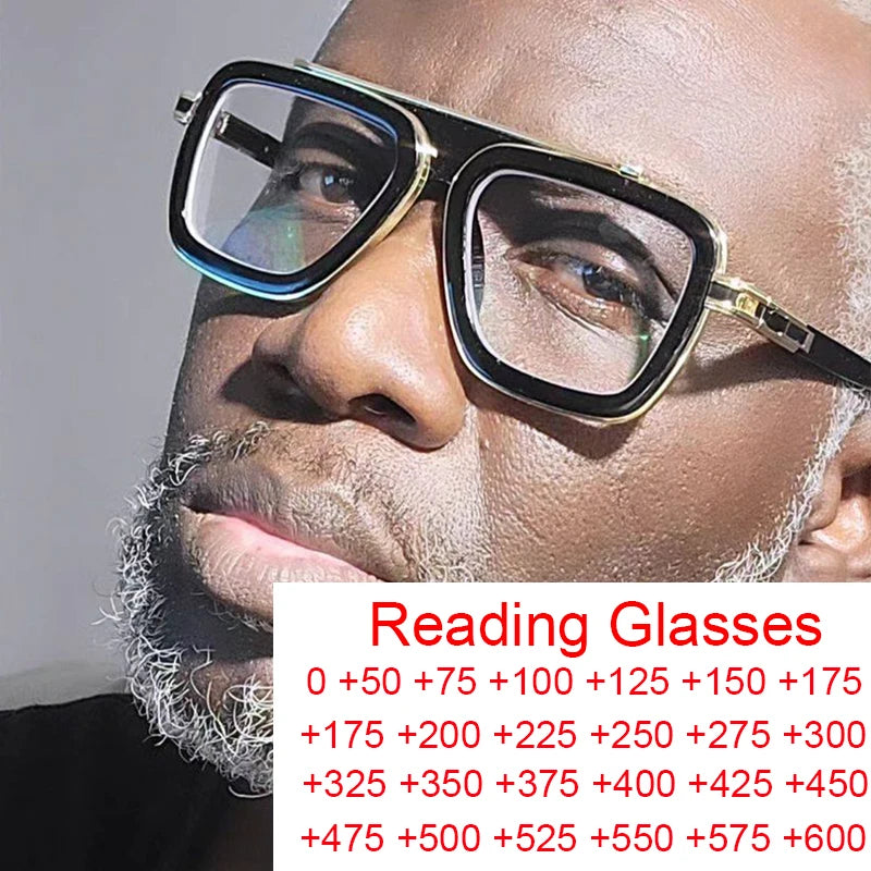 Trendy Oversized Pilot Reading Glasses Men Women Anti Blue Light Luxury Brand Black Unisex Goggle Clear Square Far Sight Eyewear