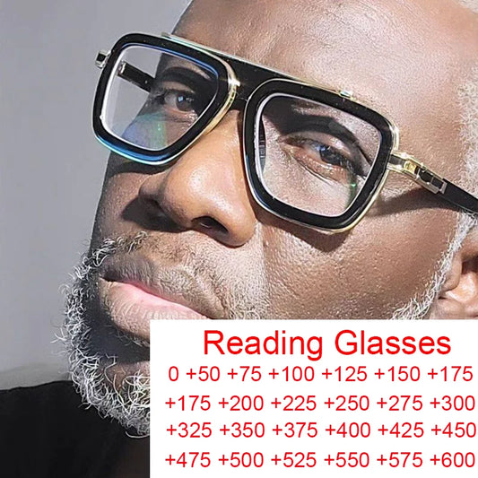Trendy Oversized Pilot Reading Glasses Men Women Anti Blue Light Luxury Brand Black Unisex Goggle Clear Square Far Sight Eyewear