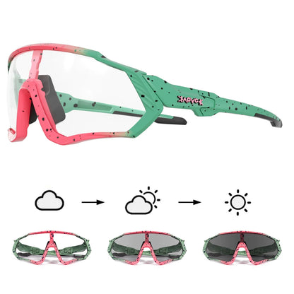 Kapvoe New Outdoor Photochromic Cycling Sunglasses Men Women Road Mountain Bike Bicycle Cycling Glasses Sport Running Eyewear