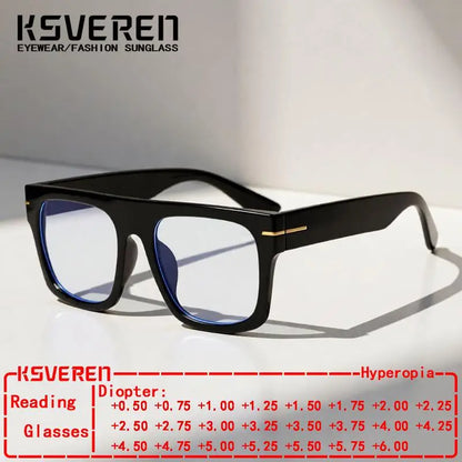 Large Square Anti Blue Light Reading Glasses Men Women Classic Designer Clear Presbyopic Eyewear Prescription Optical Glasses