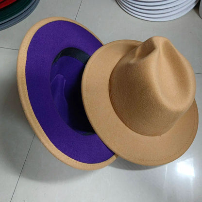 Sombreros Fedora Hat Dual Color Classic Jazz Hat Soft Fedora Hat Classic Men's and Women's Blue Jazz sombreros