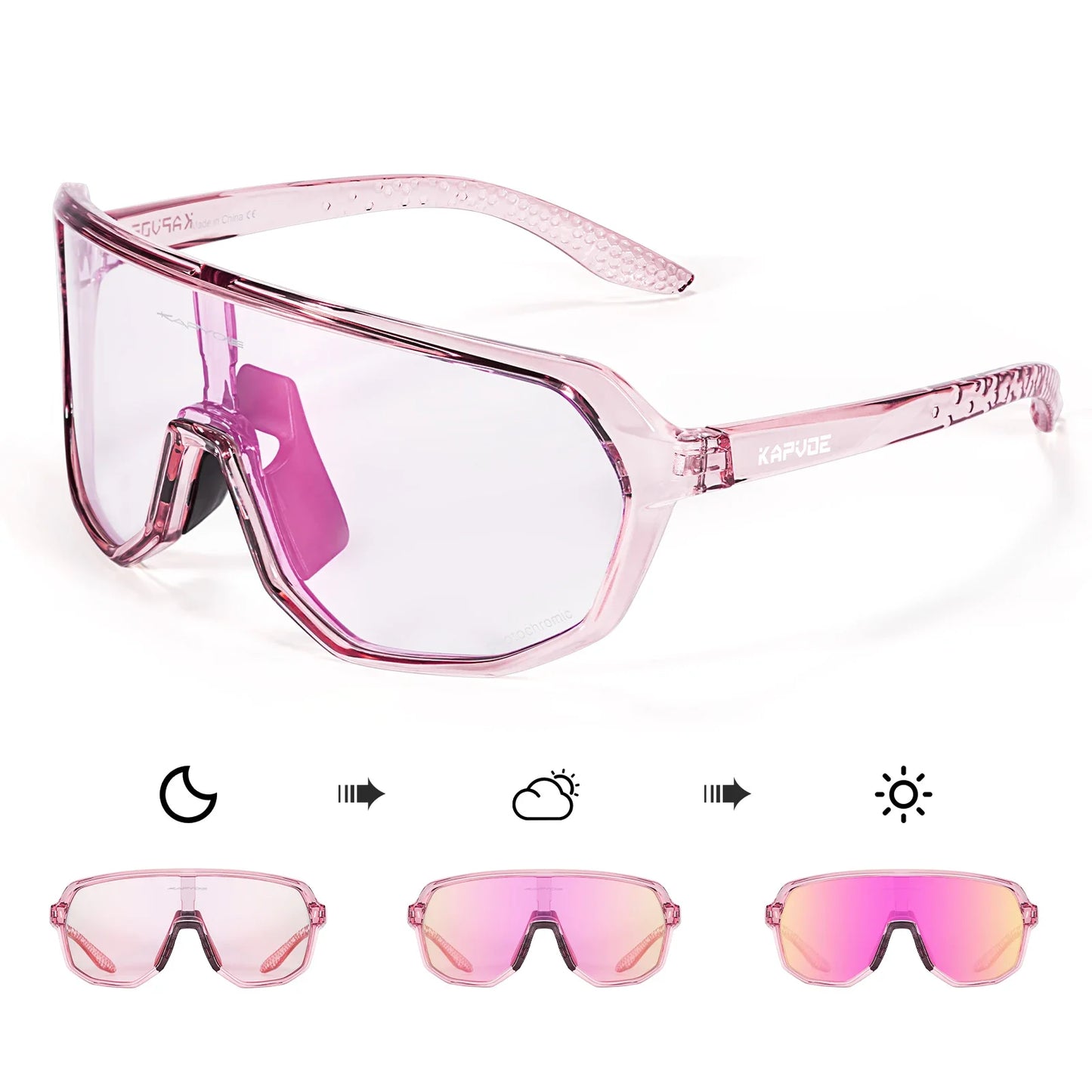 KAPVOE Photochromic Cycling Glasses Sports Sunglasses for Men Women UV400 Protection Bicycle MTB Mountain Bike Sunglasses