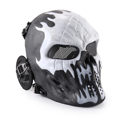 REikirc Full Face Airsoft Tactical Skull Mask with Ear Protection CS Halloween Cosplay Masks