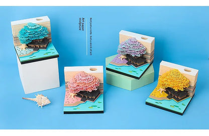 Treehouse 3D Desktop Calendar Sticky Notes Creative Crafts Souvenirs Paper Carvings Memo Pad New Year Gifts Office Ornament