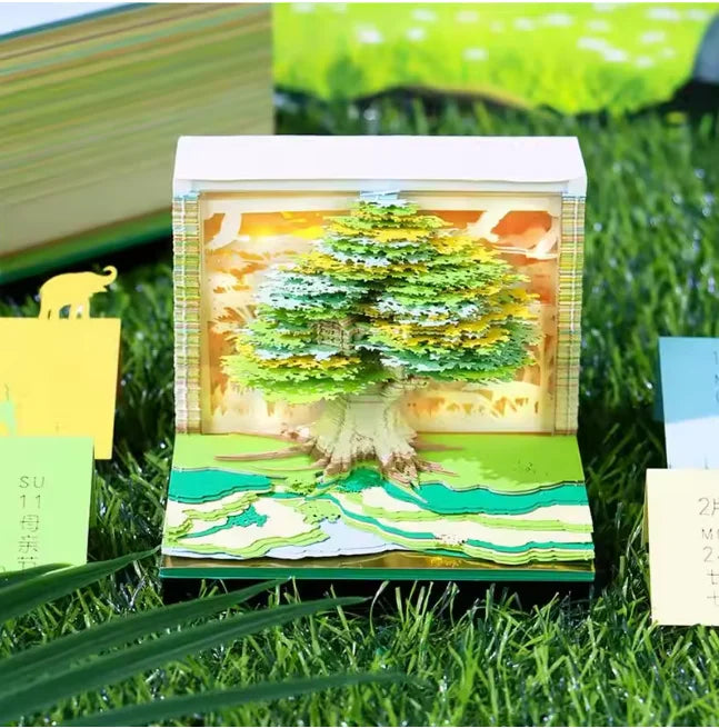 Treehouse 3D Desktop Calendar Sticky Notes Creative Crafts Souvenirs Paper Carvings Memo Pad New Year Gifts Office Ornament
