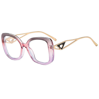 Luxury Brand Oversized Square Reading Glasses Women Triangle heart Temple Eyeglasses Blue Light Blocking Clear Computer Glasses
