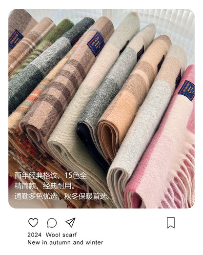 Chic Design Soft Warm Women Scarf Autumn Winter Classic British Imitation Cashmere Muffler Men Plaid Thermal Tassel Shawl Couple
