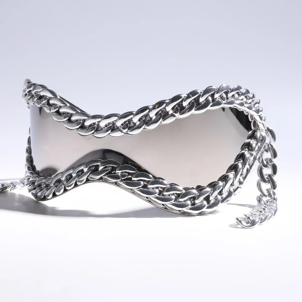 Luxury designer Trendy Metal Chain Frame Women Sunglasses 2000s All Matching Cool SunGlasses UV400 Lenses Eyewear Punk glasses