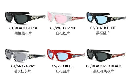 Y2K Fashion Cat Eye Sunglasses Women Men Luxury Brand Design Sun Glasses Popular Punk Hip Hop Rivet Star Eyeglasses Shades UV400