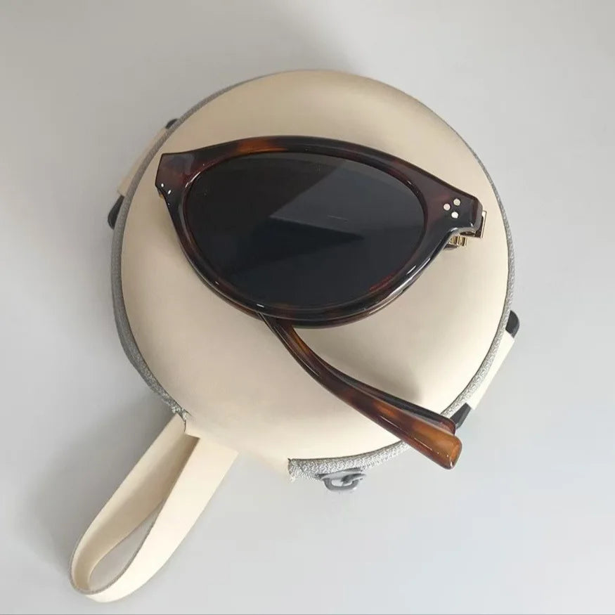 Retro Cat-Eye Foldable Sunglasses Portable Mini Pocket Shades with Case UV400 Protection Vintage Narrow Frame Sun Glasses