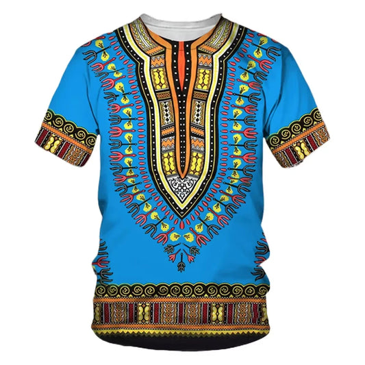 Summer New Men's African Ethnic Style Pattern 3D Print T-shirt Short Sleeve Tees Casual Harajuku Sports Oversized Unisex Tops