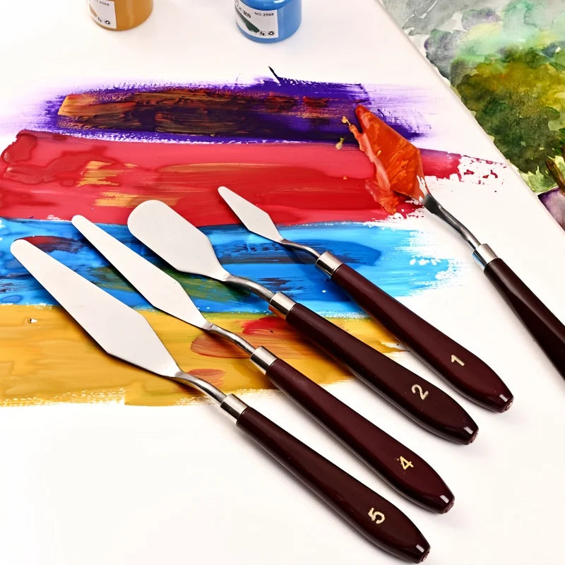 Oil painting wooden scraper Paint palette knife Art acrylic gouache paint painting scraper