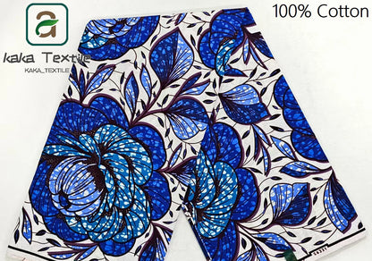 New Super Tissu Ankara Good Real Prints African Wax Fabric Soft Pagne Cotton Material Kente 6YARDS Stuff Blue Batik For Sew