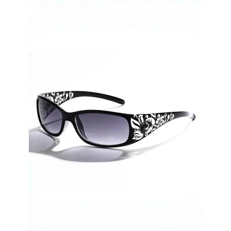 New Printed Diamond Studded Retro Cat Eye Women's Sunglasses Personalized And Trendy Outdoor Sun Protection Sunglasses