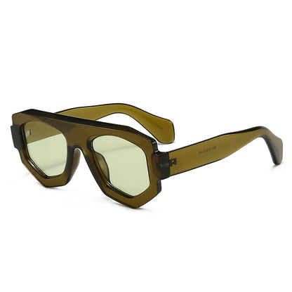 JNPCXI New Fashion Irregular Square Women Sunglasses Shades UV400 Retro Green Men Sun Glasses