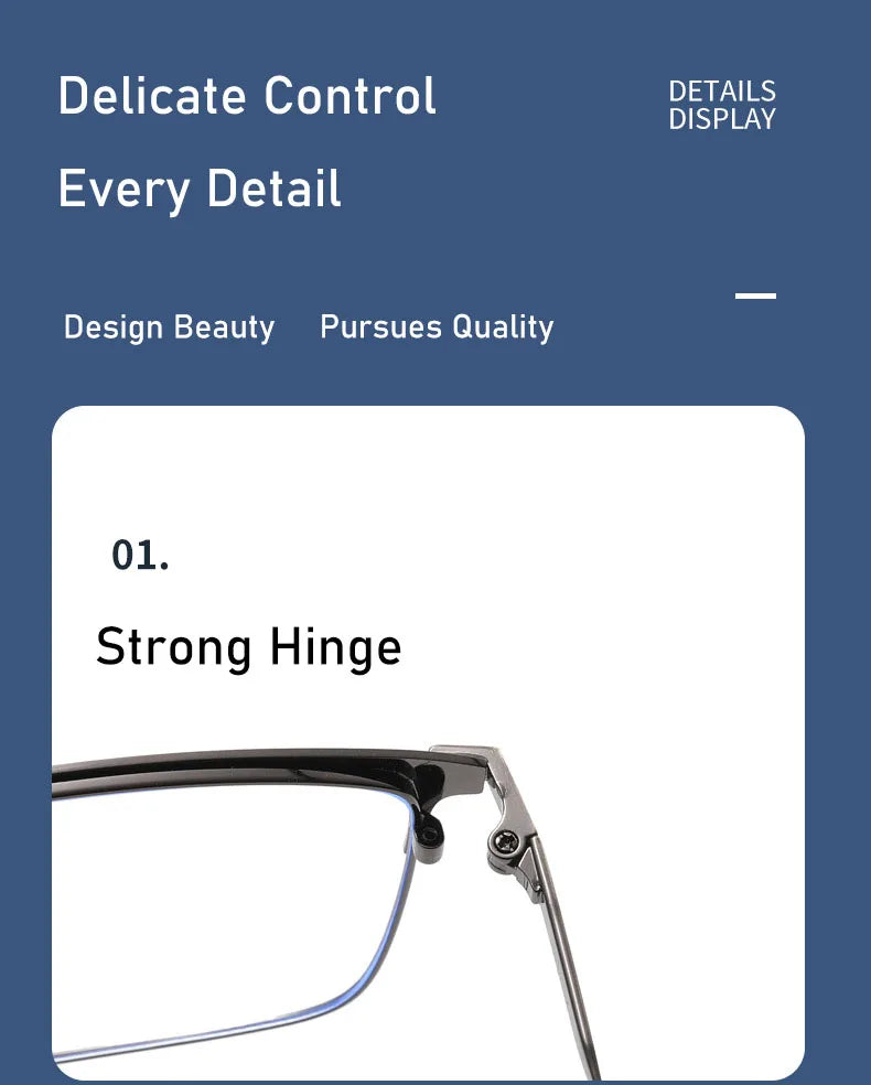 157mm Titanium Alloy Anti Blue Light Square Reading Glasses Men Business Big Presbyopic Glasses Clear Lens Prescription Eyewear