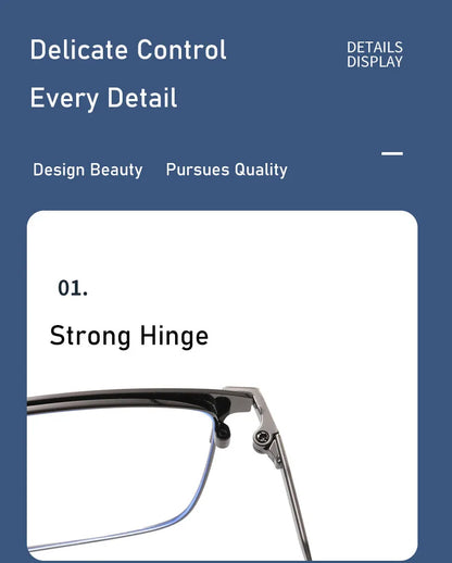157mm Titanium Alloy Anti Blue Light Square Reading Glasses Men Business Big Presbyopic Glasses Clear Lens Prescription Eyewear