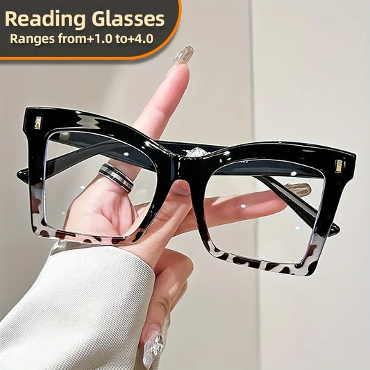 Elegant Full Rim Square Reading Glasses for Women, PC Frame, Clear Les, Magnification  1.0 to  4.0, Fashion Reading Glasses