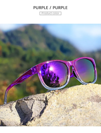 New style Unisex Polarized Square Fashion Sunglasses - Lightweight Purple Glitter Frame, TAC Lenses for Outdoor Sports & Fashion