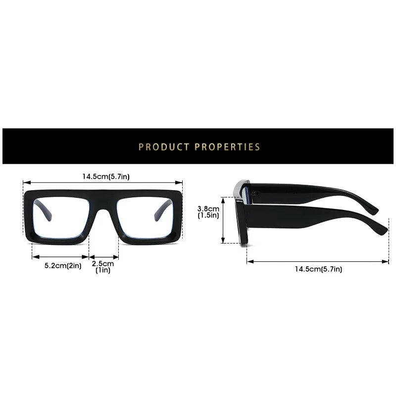Anti Blue Light Square Thick Frames Reading Glasses Men Women Finished Presbyopic Eyewear Clear Len Prescription Optical Glasses