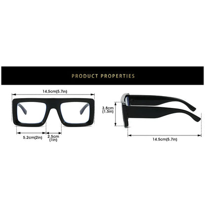 Anti Blue Light Square Thick Frames Reading Glasses Men Women Finished Presbyopic Eyewear Clear Len Prescription Optical Glasses