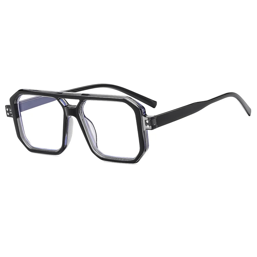 Brand Men Square Black grey Frame Reading Glasses Fashion Women Double Bridge Rice Nail Anti Blue Light Presbyopia Glasses +2 +5