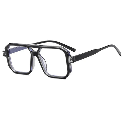 Brand Men Square Black grey Frame Reading Glasses Fashion Women Double Bridge Rice Nail Anti Blue Light Presbyopia Glasses +2 +5