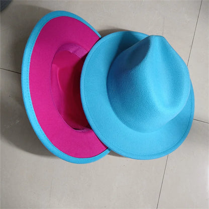 Sombreros Fedora Hat Dual Color Classic Jazz Hat Soft Fedora Hat Classic Men's and Women's Blue Jazz sombreros