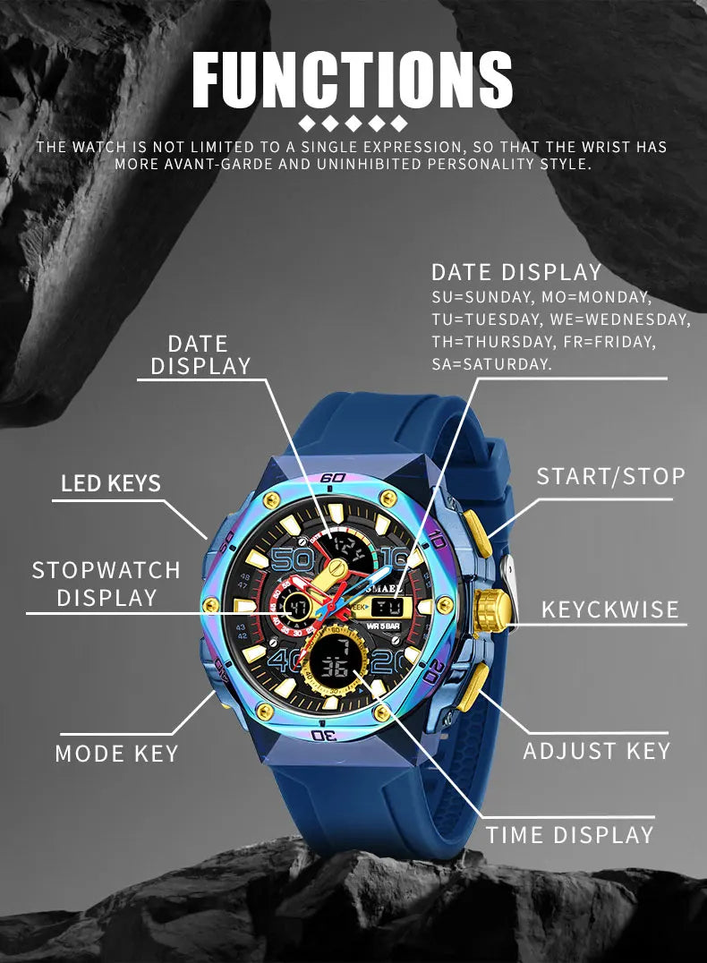SMAEL Brand 8113 Waterproof Dropshipping Watch Alarm Clock night light Young Fashion business Quartz Sport Wristwatches