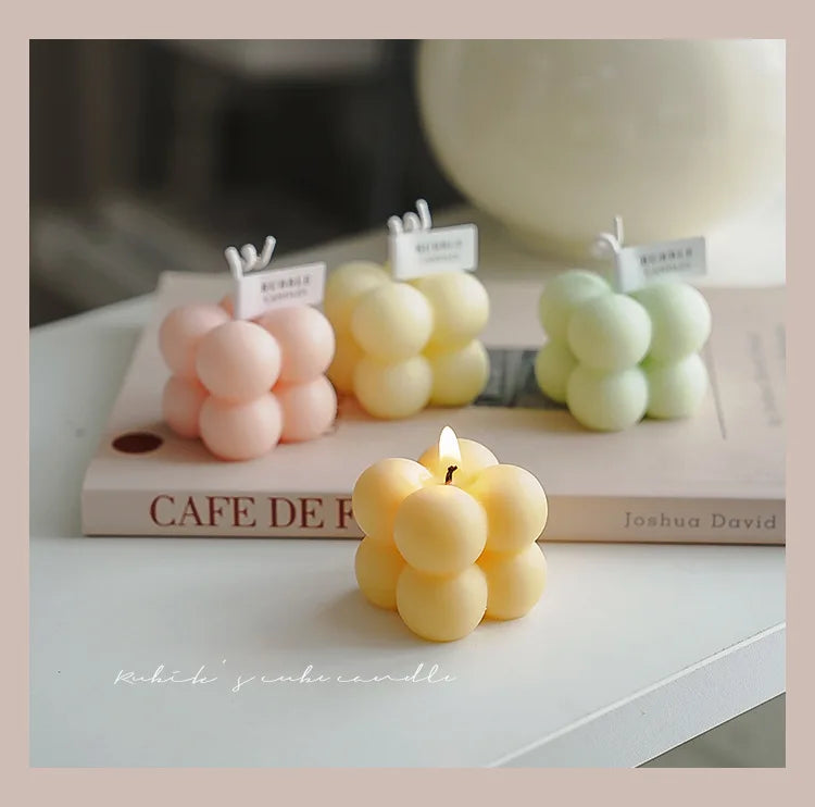 Little Bubble Cube Candle Handmade Scented Candle Aromatherapy Soy Wax Candle Wedding Birthday Candles Party Home Decoration