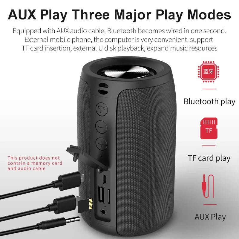 ZEALOT-S32 Portable Bluetooth Speaker Subwoofer - Waterproof Stereo Outdoor Boom Box with TF Card & AUX Support