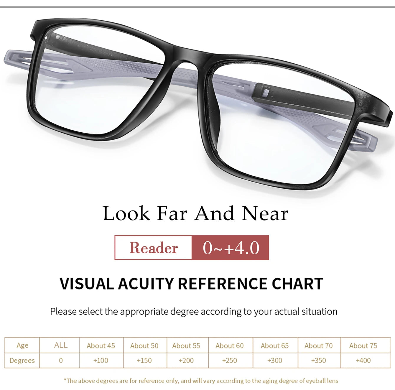 3 Pairs Reading Glasses Photochromic Classic Square Far Sight Presbyopic Glasses Anti Blue Light Blocking Ultralight Eyewear