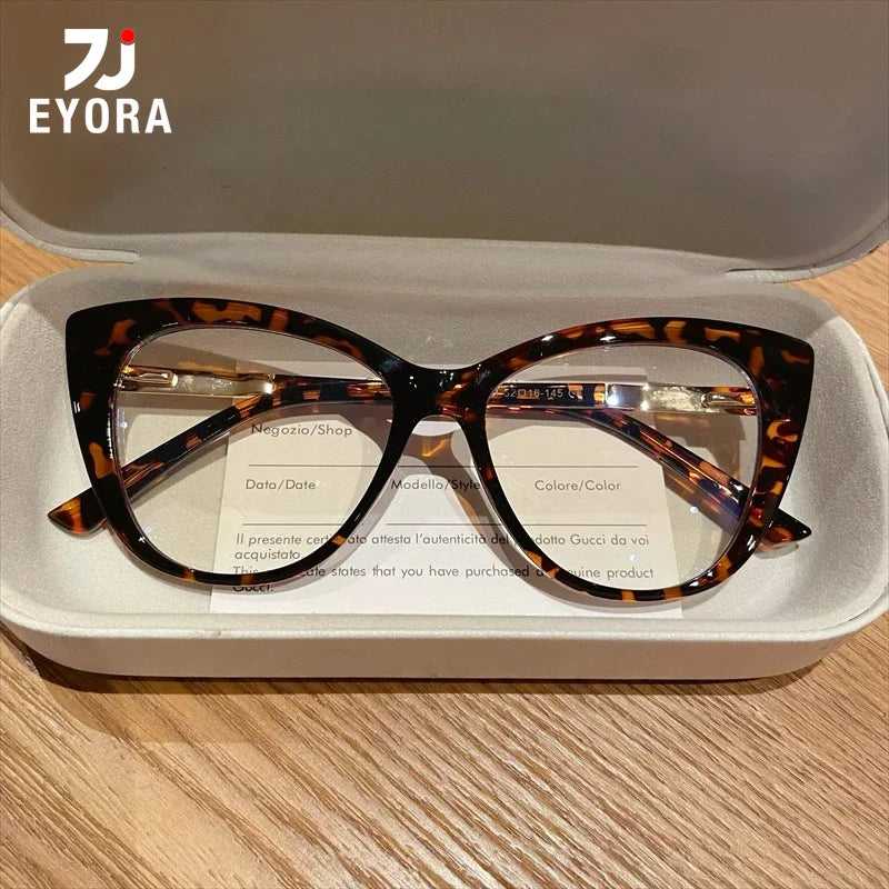 EYORA Fashionable Full Rim Cat Eye Reading Glasses Women Anti Blue Ray or Photochromic Progressive Prescription Optical Eyewear