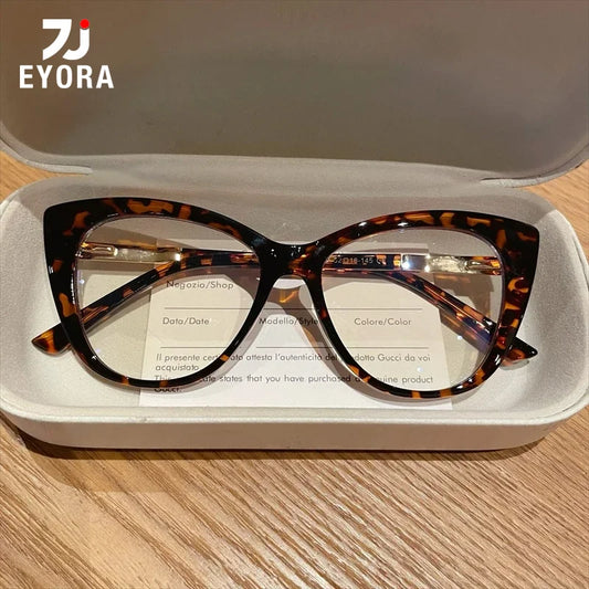 EYORA Fashionable Full Rim Cat Eye Reading Glasses Women Anti Blue Ray or Photochromic Progressive Prescription Optical Eyewear