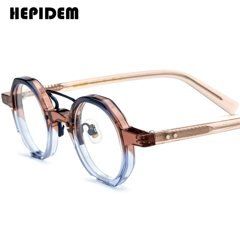 FONEX HEPIDEM Acetate Eyeglasses Frame Men 2025 New Small Round Brand Design Glasses Women Retro Vintage Eyewear Spectacles 9341