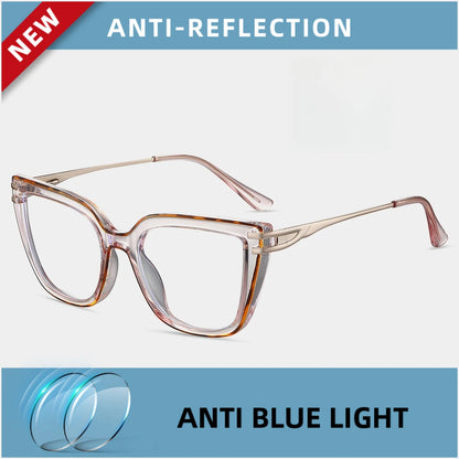 EYORA Currents Square Women Anti-Reflective Reading Glasses Anti Blue Light Myopia Eyewear Photochromic Prescription Eyewear