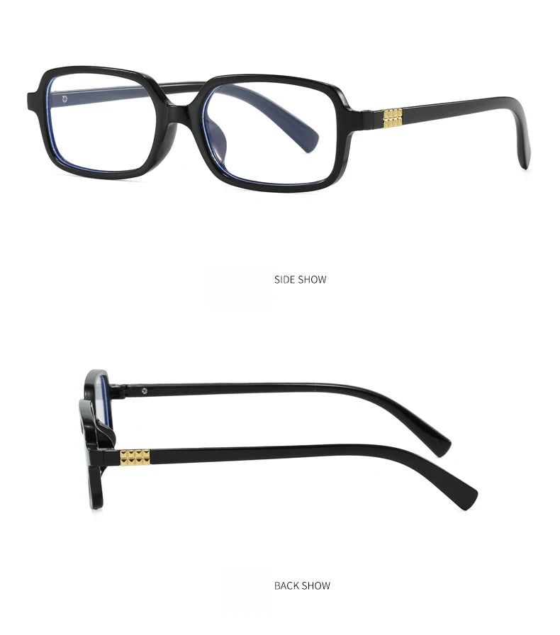 4pcs New Fashion Women Small Square Eyeglasses Frame Outdoor Casual Eyeglasses Anti Blue Light Eyewear Rivet Glasses Unisex