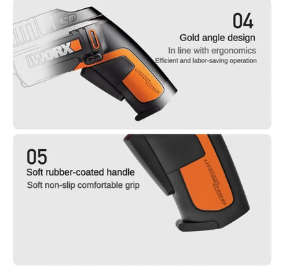 Worx WX255.4 4V Mini Electrical Screwdriver Set Smart Gun Style Cordless Electric Screw Driver USB Rechargeable Bit Drill Tool