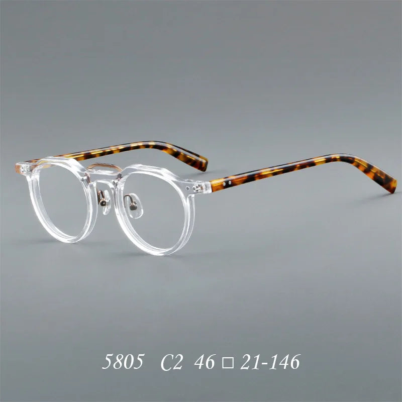 KSVEREN Vintage Acetate Frame Reading Glasses Men Women Fashion Round Rivet Optical Glasses Transparent Prescription Spectacles