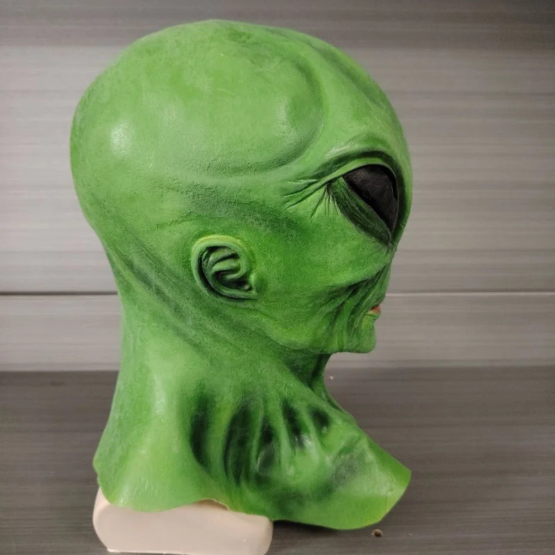 Alien latex mask headgear, Halloween horror and funny holiday costume, cosplay, escape room, haunted house