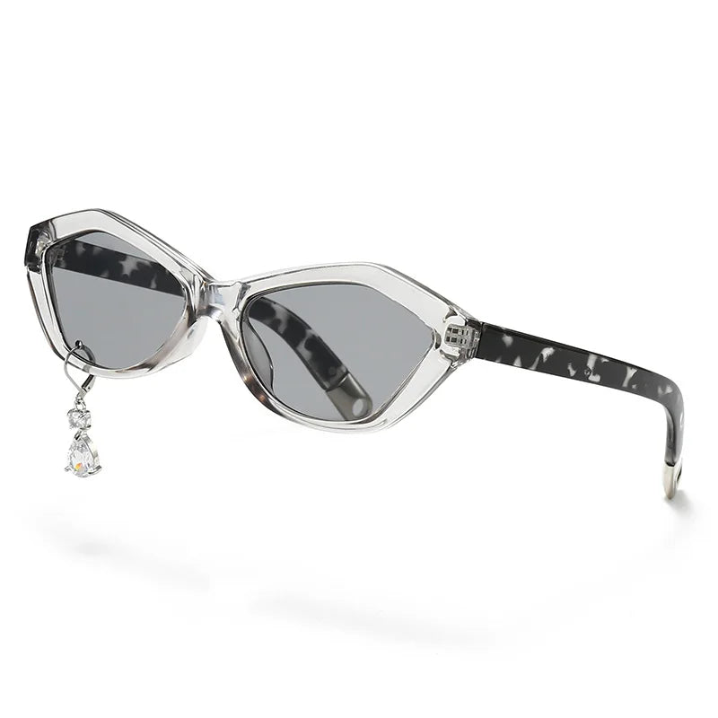 Pearl Diamond  DIY Tear Sunglasses for Women Small Frame Cat Eye Fashion Forward Mermaid Tear Aviator Eyewear