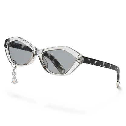 Pearl Diamond  DIY Tear Sunglasses for Women Small Frame Cat Eye Fashion Forward Mermaid Tear Aviator Eyewear