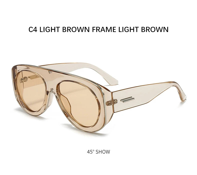 Oversized Oval Pilot Shield Sunglasses Women Big 2025 Luxury Brand Retro Y2K Punk Mirror Sun Glasses For Ladies Shades UV400