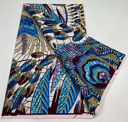 New Ankara Glitter Golden Wax Soft Flash Gold Print Batik High Quality Pagne Purple Women Tissus African Grand Golden Wax Fabric