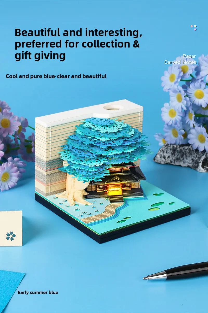Treehouse 3D Desktop Calendar Sticky Notes Creative Crafts Souvenirs Paper Carvings Memo Pad New Year Gifts Office Ornament