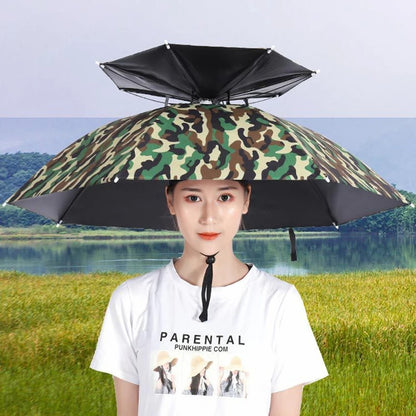 Windproof Umbrella Cap Wearing An Umbrella On The Head Sturdy Men's And Women's Foldable Large Sunshade And Rain Hat Umbrella