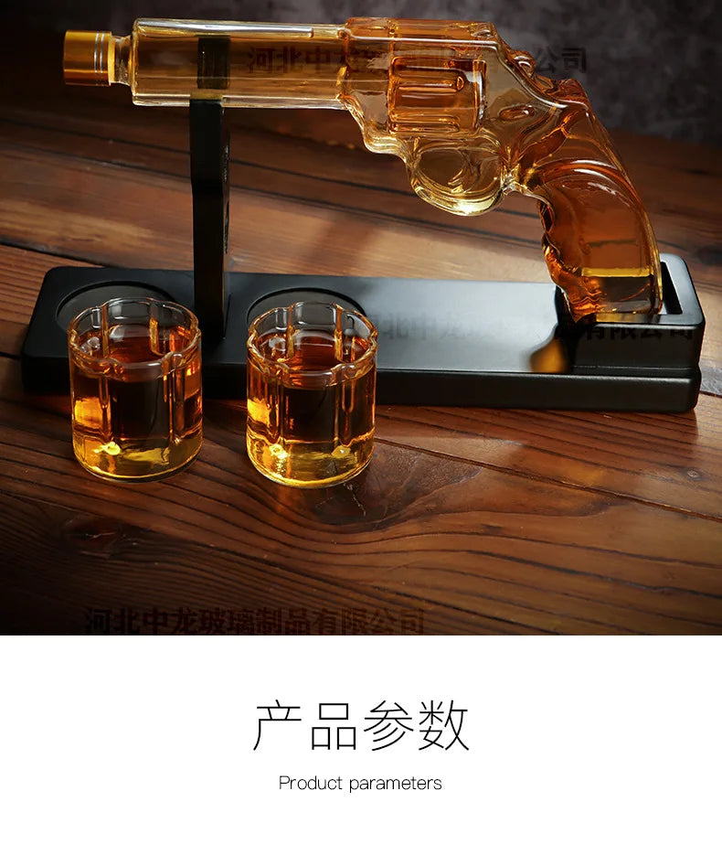 Creative Pistol-Shaped Glass Decanter Gun-Shaped Whiskey Set High Borosilicate Glass Sparkling Bottle