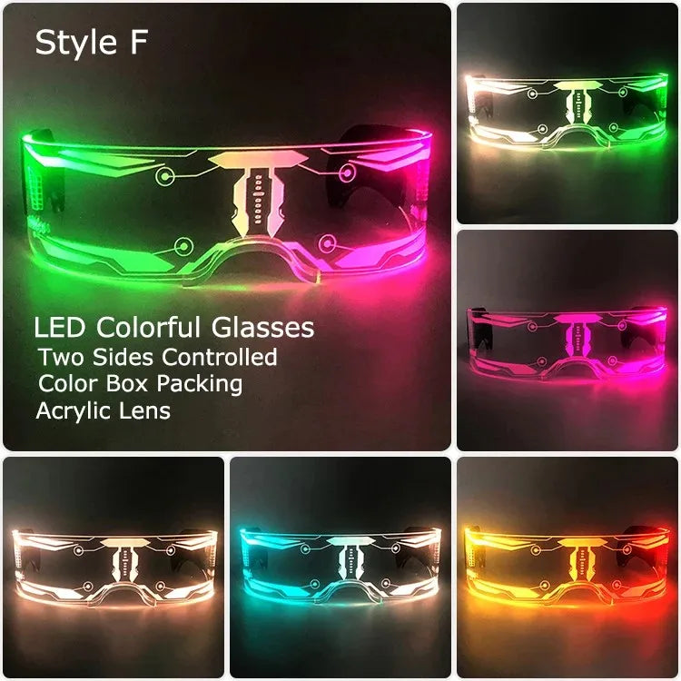 Christmas party glasses LED Light up cyberpunk Glasses glowing cool Goggles for man women Futuristic cosplay bar party props